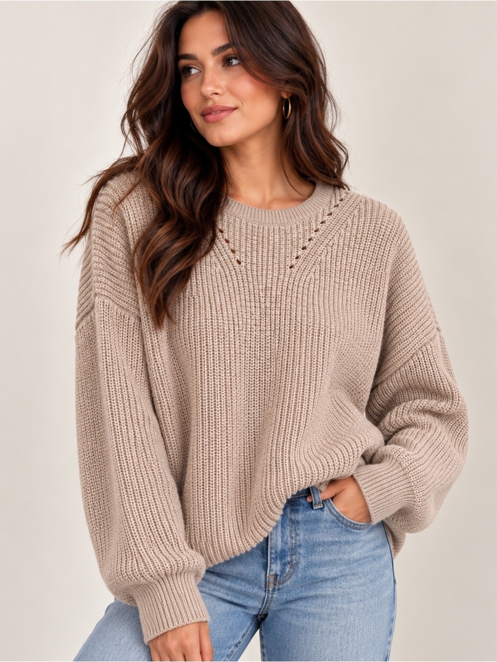 Vuori Cozy Cream Knit Sweater Size Small
